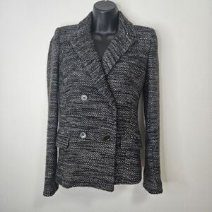 Isabel Marant Tweed Double Breast Blazer Jacket Sz S / 36 FR Grey Wool Designer